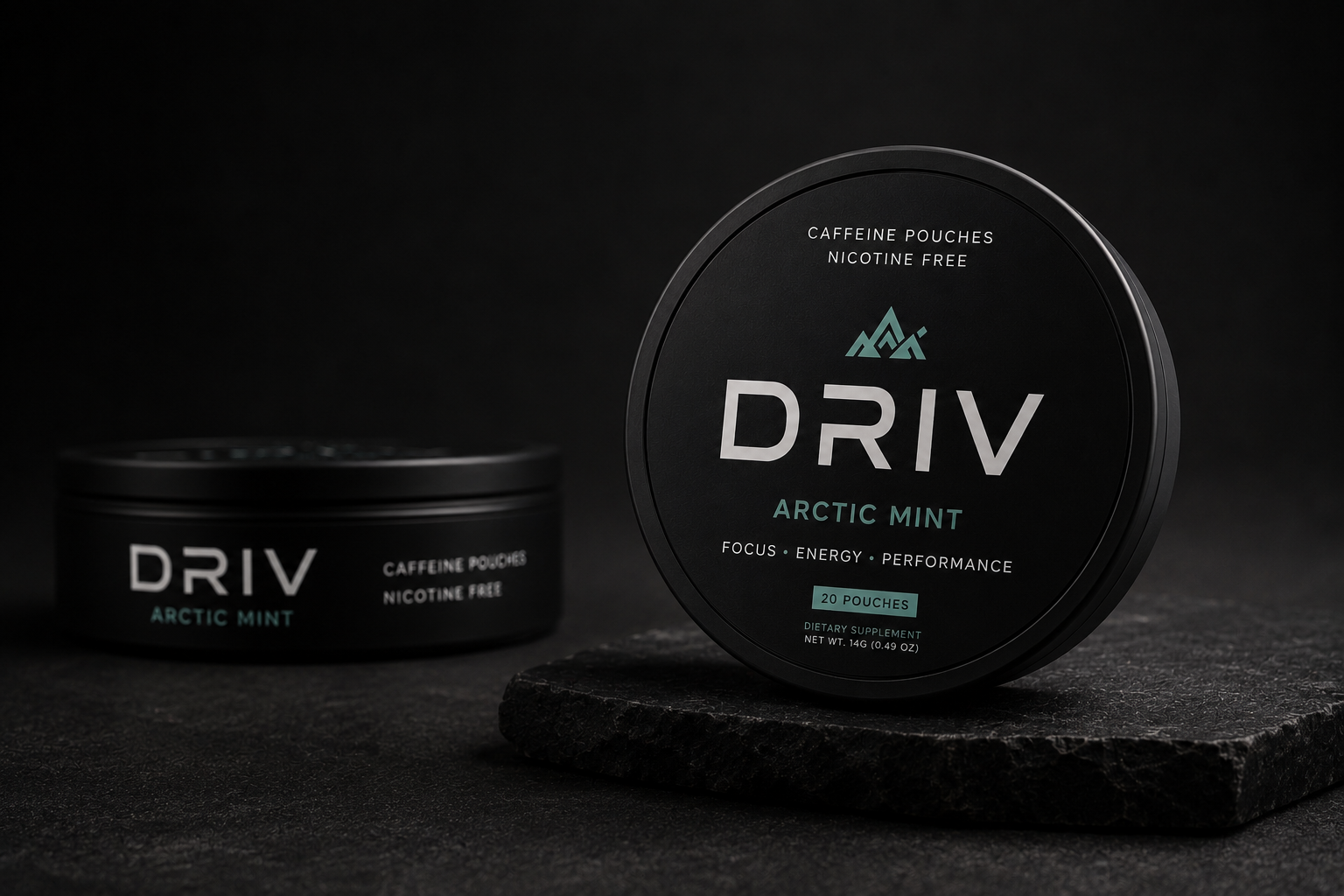 DRIV Arctic Mint caffeine pouches tin